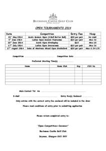 OPEN TOURNAMENTS 2014 Date st