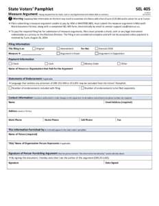 State Voters’ Pamphlet  SEL 405 Measure Argument Paying required fee by check, cash or any legal instrument redeemable as currency