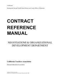 Certificated Kindergarten through Twelfth Grade Districts and County Offices of Education CONTRACT REFERENCE MANUAL
