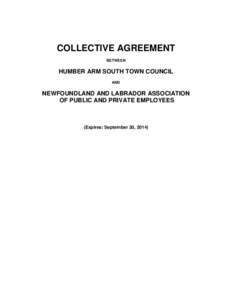 COLLECTIVE AGREEMENT BETWEEN HUMBER ARM SOUTH TOWN COUNCIL AND