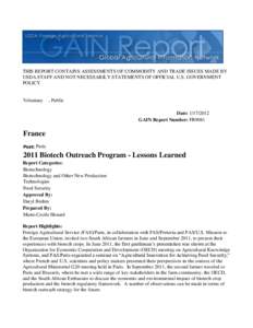 THIS REPORT CONTAINS ASSESSMENTS OF COMMODITY AND TRADE ISSUES MADE BY USDA STAFF AND NOT NECESSARILY STATEMENTS OF OFFICIAL U.S. GOVERNMENT POLICY Voluntary