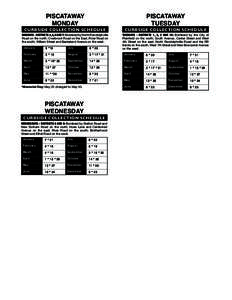 PISCATAWAY MONDAY CURBSIDE COLLECTION SCHEDULE  MONDAYS - DISTRICTS 4, 5, 6 AND 7: Bordered by North Randolphville