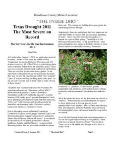 Henderson County Master Gardener  “the inside dirt” Texas Drought 2011 The Most Severe on