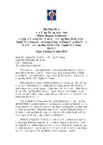 Bài Phát Biểu của Tổng Thống Ai-xơ-len Ólafur Ragnar Grímsson tại Quốc Yến do Chủ Tịch Nước Cộng Hòa Xã Hội Chủ Nghĩa Việt Nam chủ trì trong Chuyến Thăm Cấp Nhà Nước đế