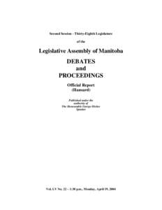 LEGISLATIVE ASSEMBLY OF MANITOBA