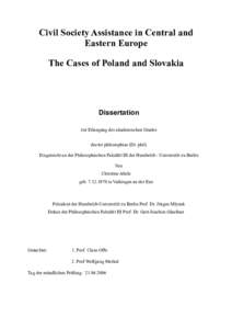Dissertation: Civil Society Assistance in Central and Eastern Europe - The Cases of Poland and Slovakia