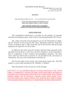 DEPARTMENT OF THE TREASURY JANUARY 2001, Revised August 2002 Revised as-of June 2006 Revised as-of December[removed]APPENDIX