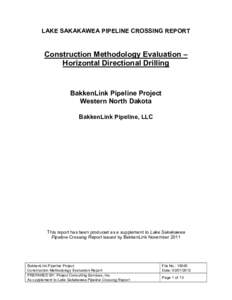 LAKE SAKAKAWEA PIPELINE CROSSING REPORT  Construction Methodology Evaluation – Horizontal Directional Drilling  BakkenLink Pipeline Project