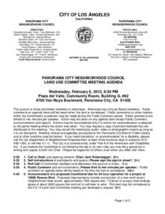 CITY OF LOS ANGELES PANORAMA CITY NEIGHBORHOOD COUNCIL DIRECTORS Dianabel Gonzalez, Chair • Tony Wilkinson, VCh Martin Geisler, Treas • Pamela Gibberman, Sec