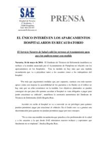 Hospital de Navarra. C/ Irunlarrea, [removed]Pamplona Telf[removed]removed]
