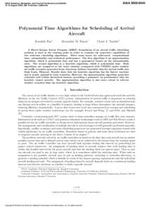 Polynomial Time Algorithms for Scheduling of Arrival Aircraft