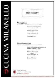 CUCINA MILANELLO  MATCH DAY Menù pizza Trancio di pizza margherita