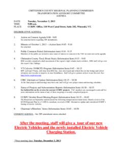 CHITTENDEN COUNTY REGIONAL PLANNING COMMISSION TRANSPORTATION ADVISORY COMMITTEE AGENDA DATE: TIME: PLACE: