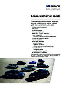 Subaru Motors Finance - Lease Customer Guide