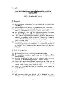 Annex 1  Hong Kong Bar Association Debating Competition[removed]Rules (English Division)