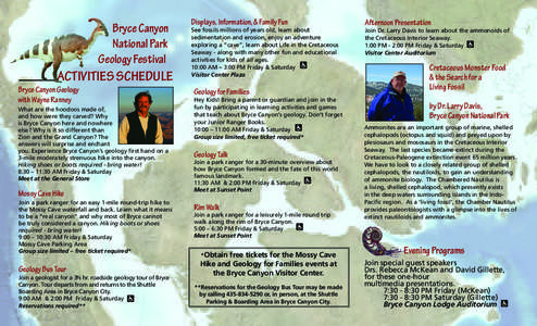 Bryce Canyon National Park Geology Festival ACTIVITIES SCHEDULE