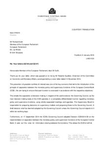 To Mr Richard Sulik, MEP, on the ECB’s banking supervision tasks
