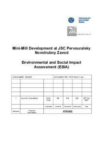 Mini-Mill Development at JSC Pervouralsky Novotrubny Zavod Environmental and Social Impact