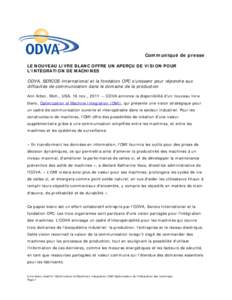 Microsoft Word - ODVAPR20111116_ODVA Announces Machine Integration white paper_FR