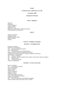 SAMOA INTERNATIONAL COMPANIES ACTas amended, 2009) Arrangement of Provisions  PART I - Preliminary
