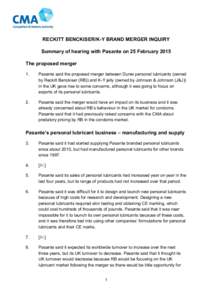 Summary of hearing with Pasante on 25 February 2015