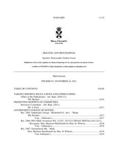 HANSARD[removed]DEBATES AND PROCEEDINGS Speaker: Honourable Gordon Gosse