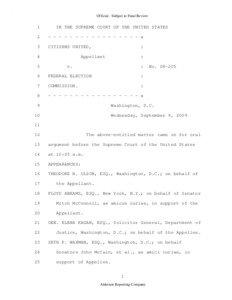 Federal Election Commission / First Amendment to the United States Constitution / Citizens United v. Federal Election Commission / Antonin Scalia / Ruth Bader Ginsburg / Corporation / John Roberts / Law / Conservatism in the United States / Supreme Court of the United States