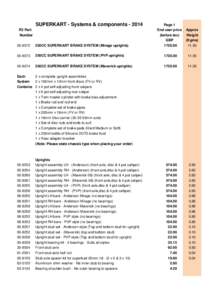 SUPERKART - Systems & components[removed]R3 Part Number Page 1 End user price