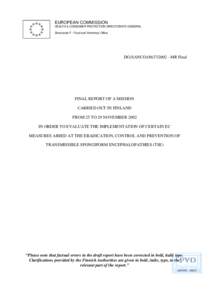 EUROPEAN COMMISSION HEALTH & CONSUMER PROTECTION DIRECTORATE-GENERAL Directorate F - Food and Veterinary Office DG(SANCO[removed]MR Final