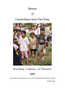 Return of Cambodians from Viet Nam Svay Rieng, 1st January – 31st December