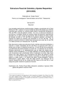 Estructura Fiscal de Colombia y Ajustes Requeridos[removed]Elaborado por Sergio Clavijo 