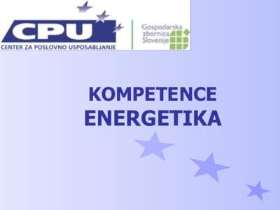 KOMPETENCE  ENERGETIKA Poklic • statistično analitična enota, v katero se razvršča