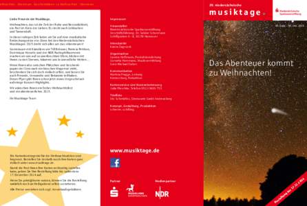 musiktage.  eihnachten . Abenteuer . Geschenkideen zu Weihnachten . Abenteuerniedersächsische