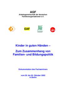 AGF Arbeitsgemeinschaft der deutschen Familienorganisationen e.V. EAF