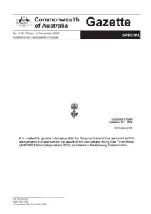 Commonwealth of Australia No. S187, Friday, 13 November 2009 Published by the Commonwealth of Australia  Cat. No. S18709