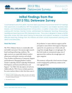 2013 TELL Delaware Survey Research Brief March 2013
