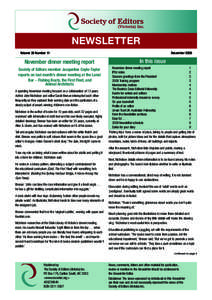 NEWSLETTER December 2008 Volume 38 Number 11  November dinner meeting report