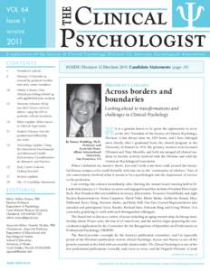 VOL 64 Issue 1 WINTER 2011 A publication of the Society of Clinical Psychology (Division 12, American Psychological Association)