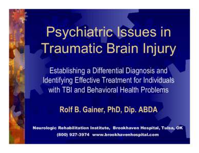 Microsoft PowerPoint - Psychiatric Issues in Traumatic Brain Injury