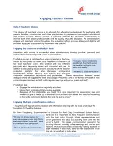    	
   Engaging	
  Teachers’	
  Unions	
   Role	
  of	
  Teachers’	
  Unions	
  