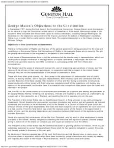 GEORGE MASON & HISTORIC HUMAN RIGHTS DOCUMENTS