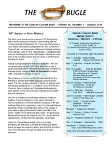 THE  BUGLE Newsletter of the Santa Fe Concert Band --- Volume 16, Number[removed]January 2014