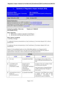 Regulatory Impact Analysis for the Electoral (Amendment) (Dáil Constituencies) Bill[removed]Summary of Regulatory Impact Analysis (RIA)