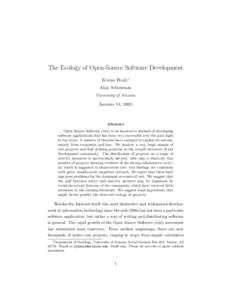 The Ecology of Open-Source Software Development Kieran Healy∗ Alan Schussman University of Arizona  January 14, 2003