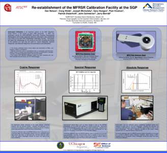 Re-establishment of the MFRSR Calibration Facility at the SGP Dan Nelson1, Craig Webb1, Joseph Michalsky2, Gary Hodges2, Piotr Kiedron2, 2 3 4 Patrick Disterhoft , John Schmelzer , Jerry Berndt