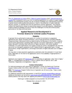 Solicitation: Applied Research and Development in Forensic Science for Criminal Justice Purposes
