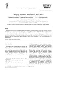 Intern. J. of Research in Marketing 18 Ž–202 www.elsevier.comrlocaterijresmar Category structure, brand recall, and choice Prakash Nedungadi a , Amitava Chattopadhyay b,),1, A.V. Muthukrishnan c a