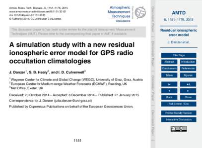 This discussion paper is/has been under review for the journal Atmospheric Measurement Techniques (AMT). Please refer to the corresponding final paper in AMT if available. Discussion Paper  Atmos. Meas. Tech. Discuss., 8