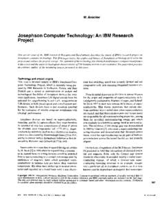 W. Anacker  Josephson Computer Technology: An IBM Research