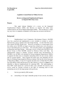 For discussion on 8 April 2002 Paper No. CB[removed])  Legislative Council Panel on Welfare Services